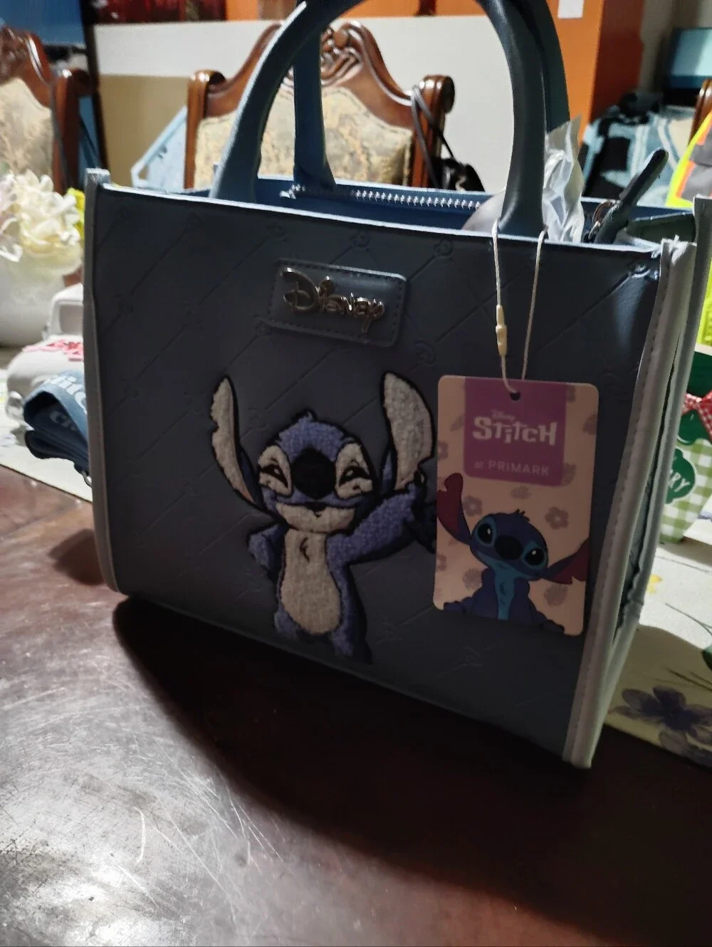 DISNEY STITCH EMBROIDERED BLUE SATCHEL HANDBAG